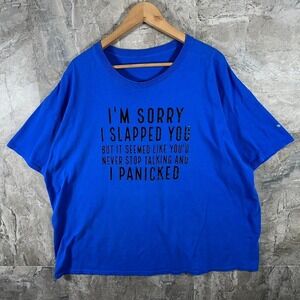 Blue graphic tee with funny I panicked Mens size 3XL #funnytees #graphictee